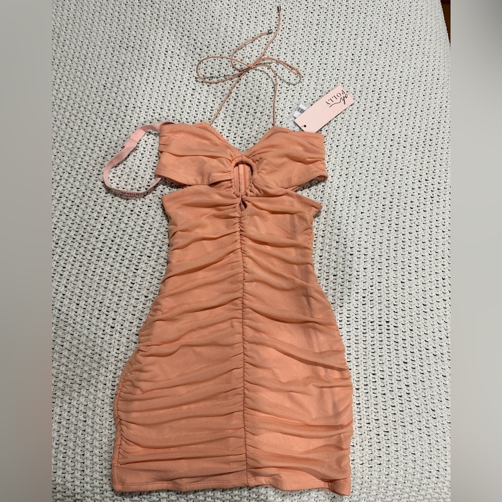 Peach Cutout Mini Dress